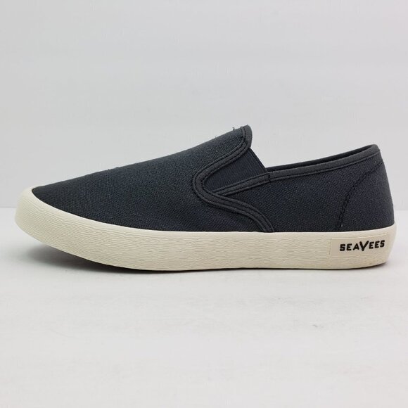 SeaVees Baja Classic Mens Size 7 Slate Navy Linen Canvas Slip On Sneaker Shoes - Picture 4 of 13